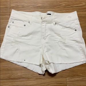 White Denim Shorts, Slightly Distressed